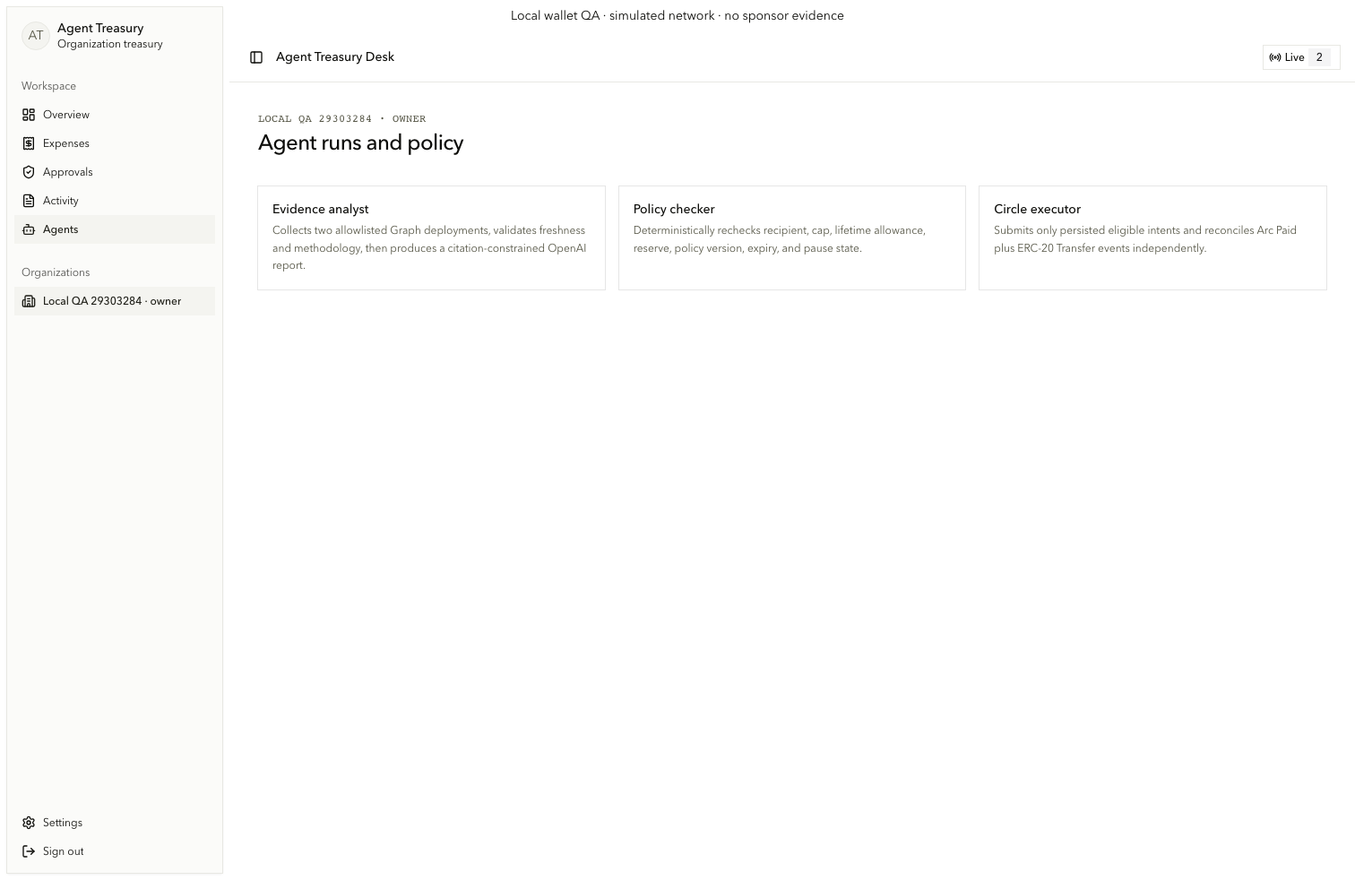 Consumer agents page describing analyst, policy checker, and executor boundaries